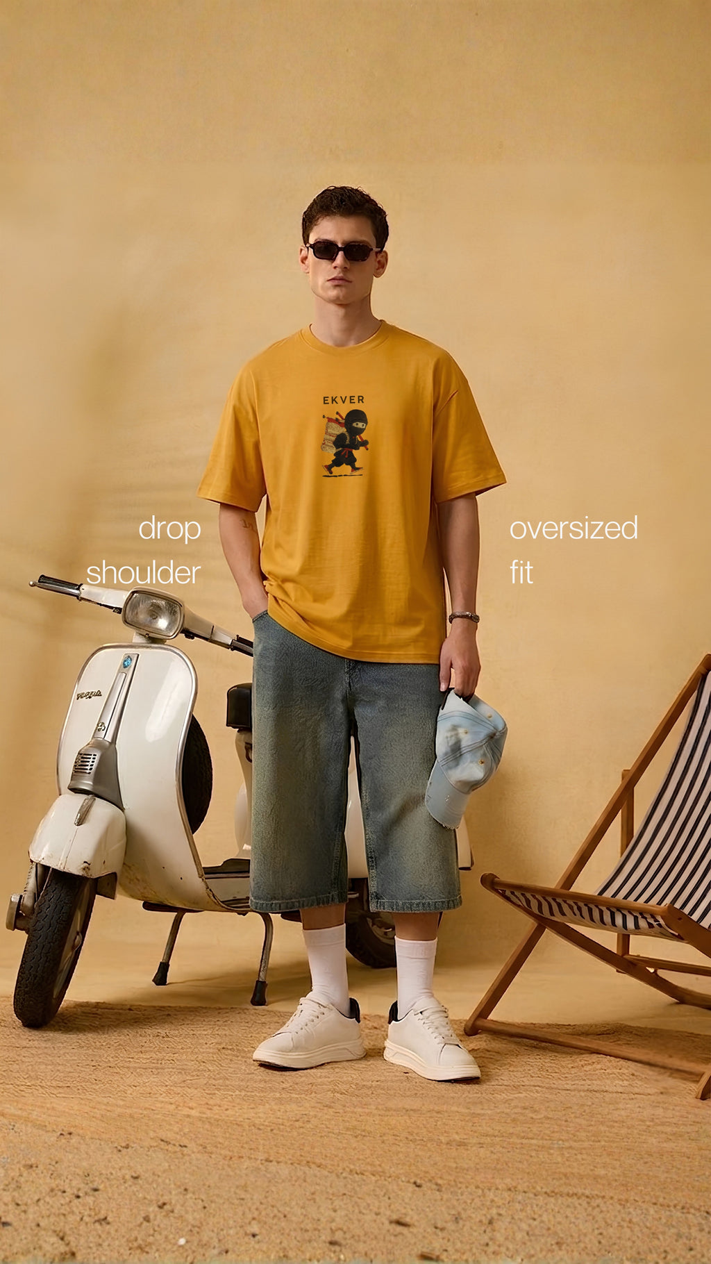 Amber Yellow Oversized T-Shirt - EKVER Lil Shinobi Heavyweight