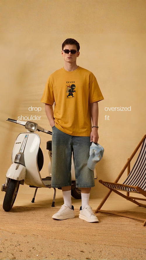 Amber Yellow Oversized T-Shirt - EKVER Lil Shinobi Heavyweight