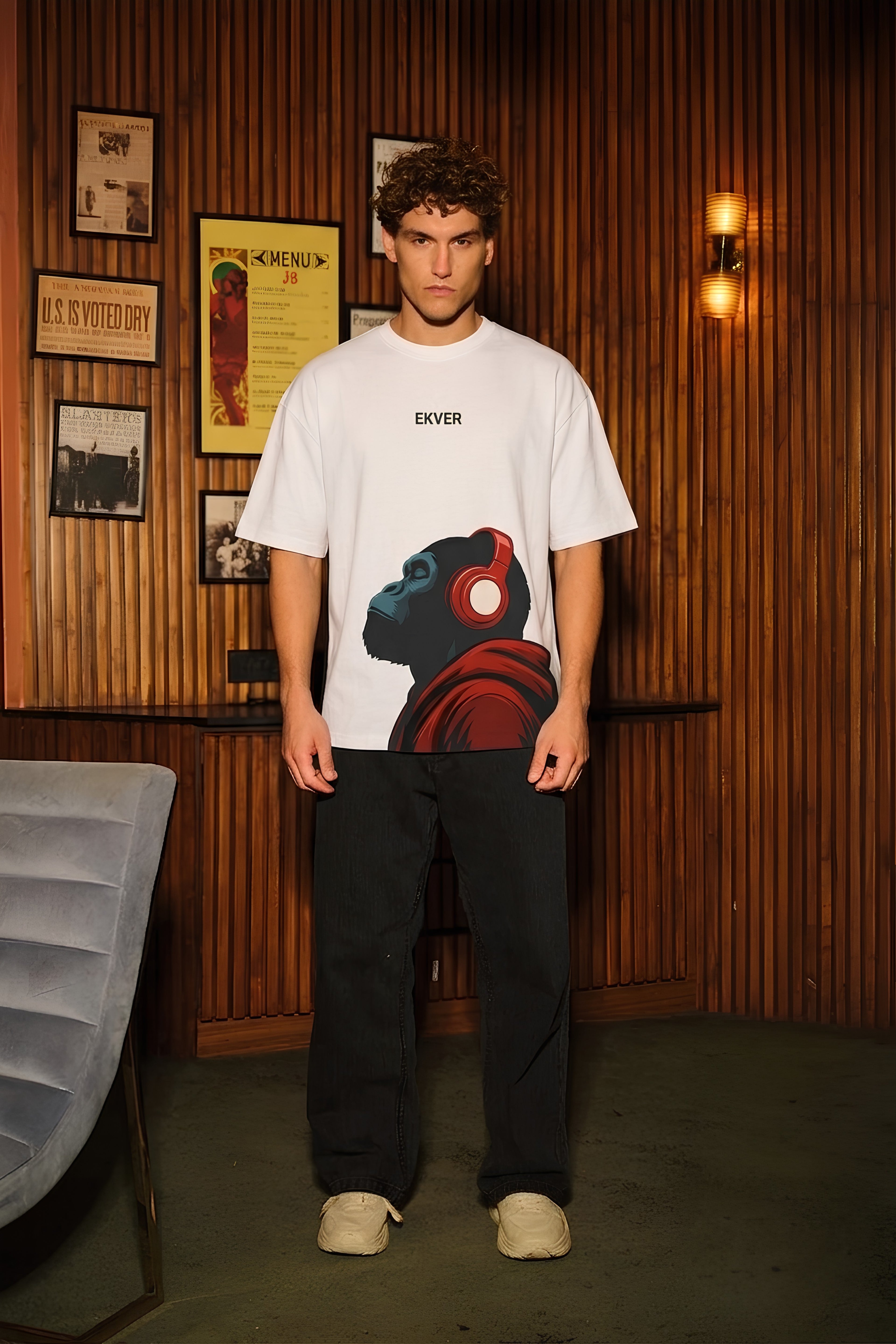 White Oversized T-Shirt - EKVER Apex Noise Heavyweight