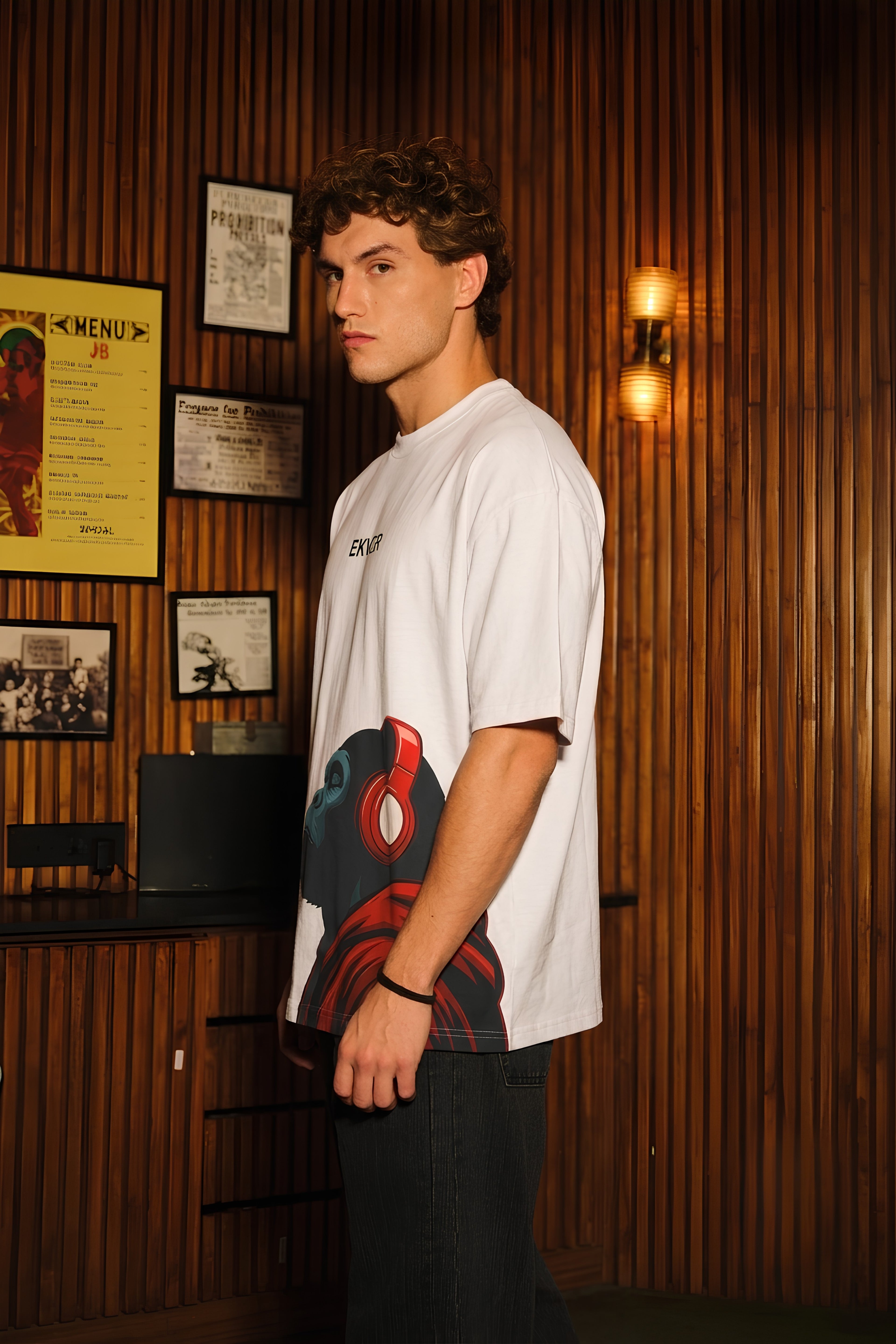 White Oversized T-Shirt - EKVER Apex Noise Heavyweight