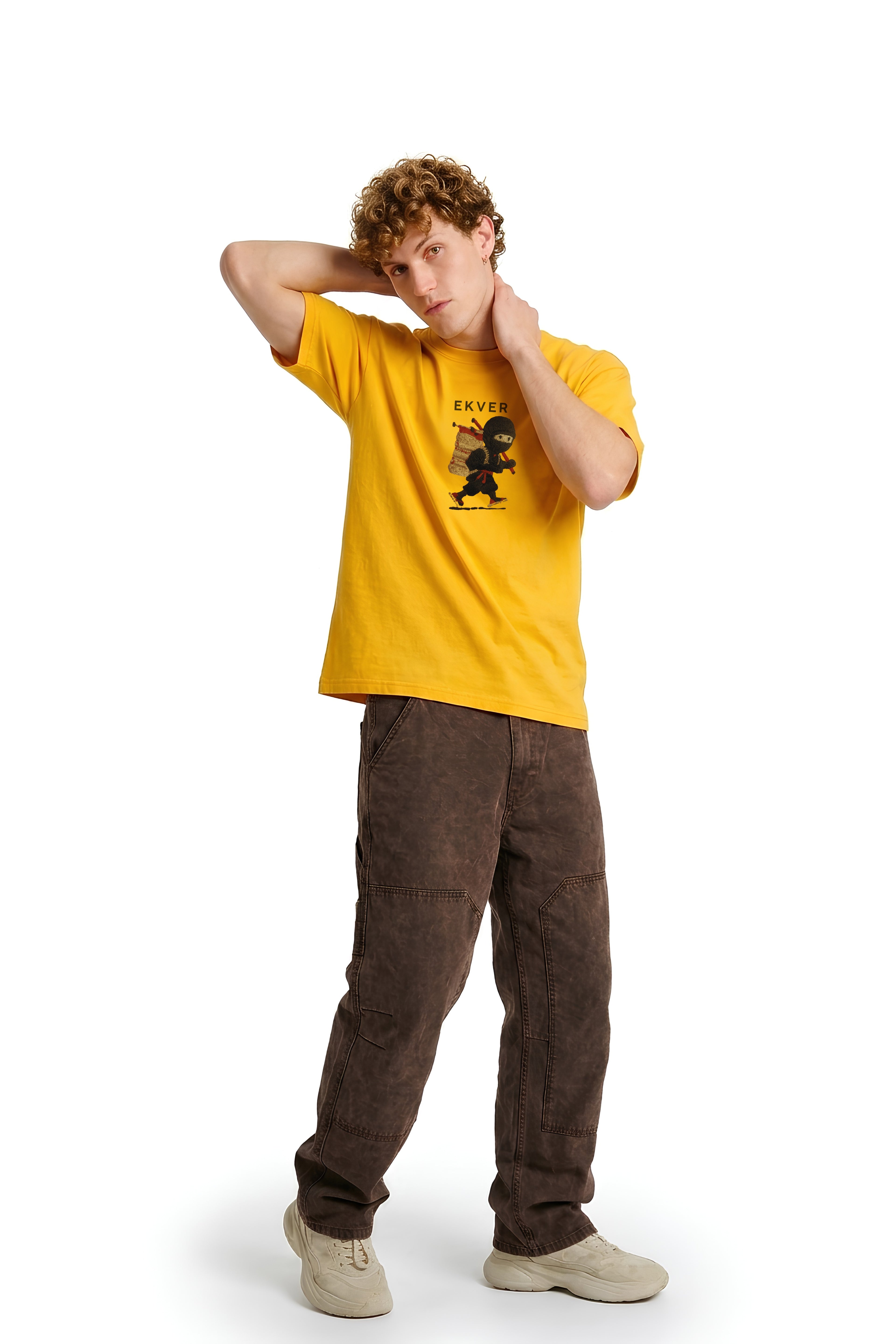 Amber Yellow Oversized T-Shirt - EKVER Lil Shinobi Heavyweight
