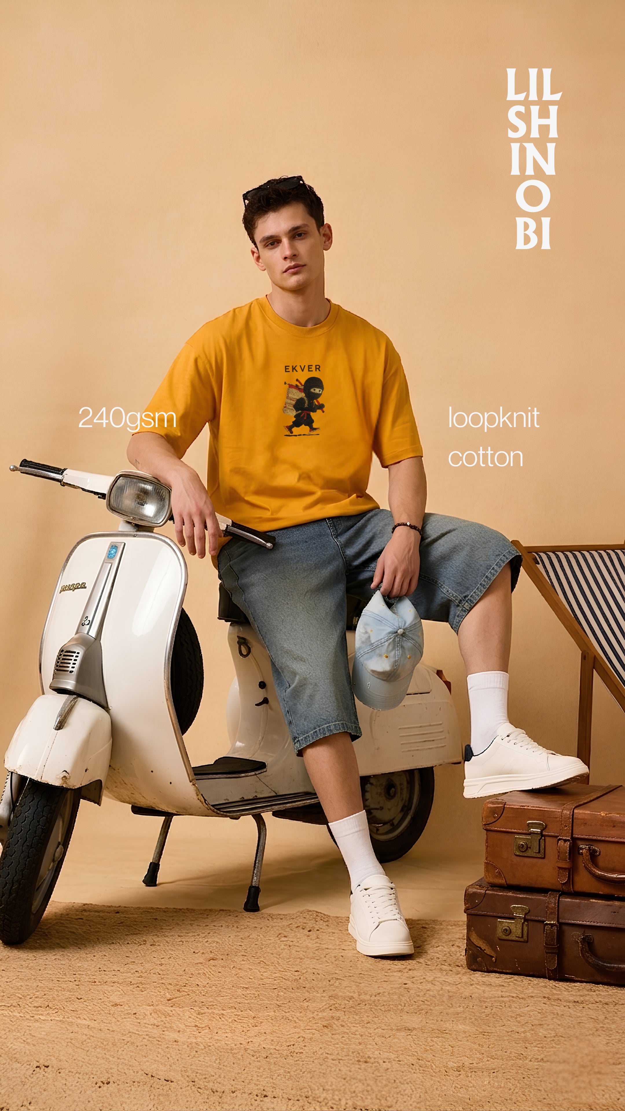 Amber Yellow Oversized T-Shirt - EKVER Lil Shinobi Heavyweight