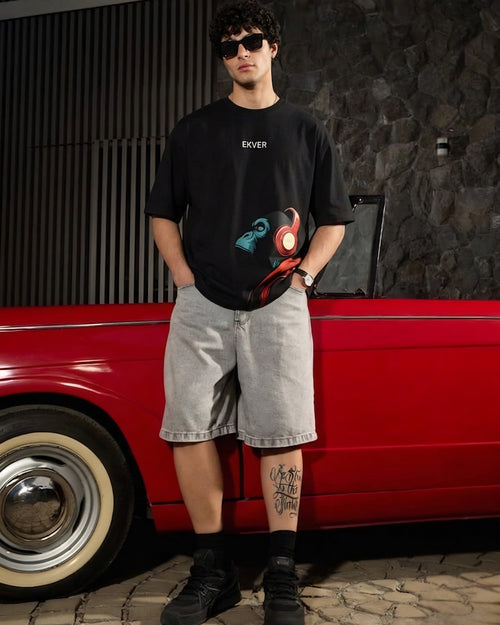 Black Oversized T-Shirt - EKVER Apex Noise Heavyweight