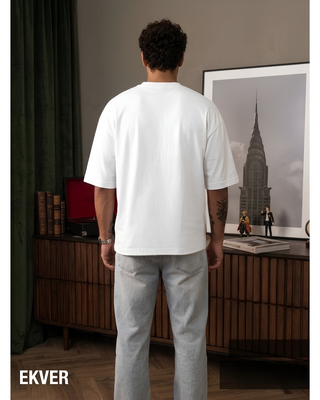 White Oversized T-Shirt - EKVER Apex Noise Heavyweight