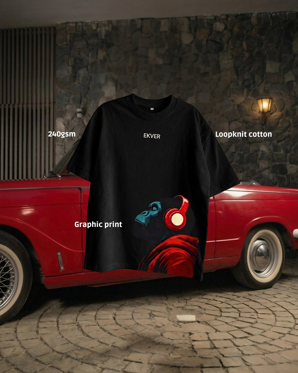 Black Oversized T-Shirt - EKVER Apex Noise Heavyweight