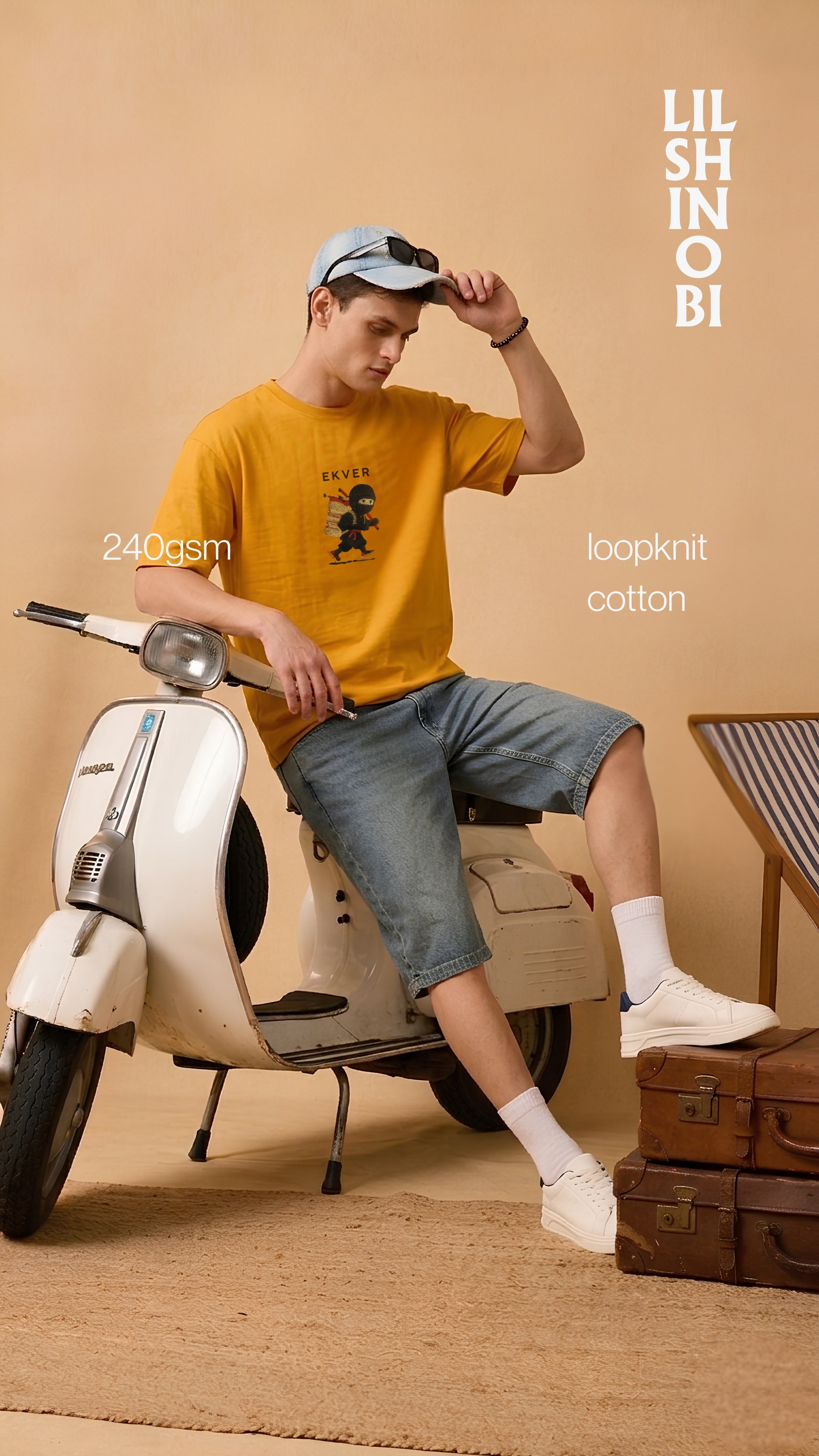 Amber Yellow Oversized T-Shirt - EKVER Lil Shinobi Heavyweight