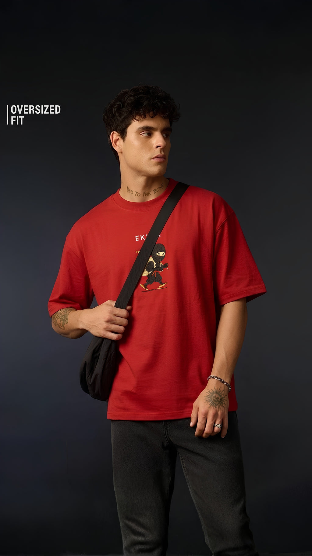 Cherry Red Oversized T-Shirt - EKVER Lil Shinobi Heavyweight