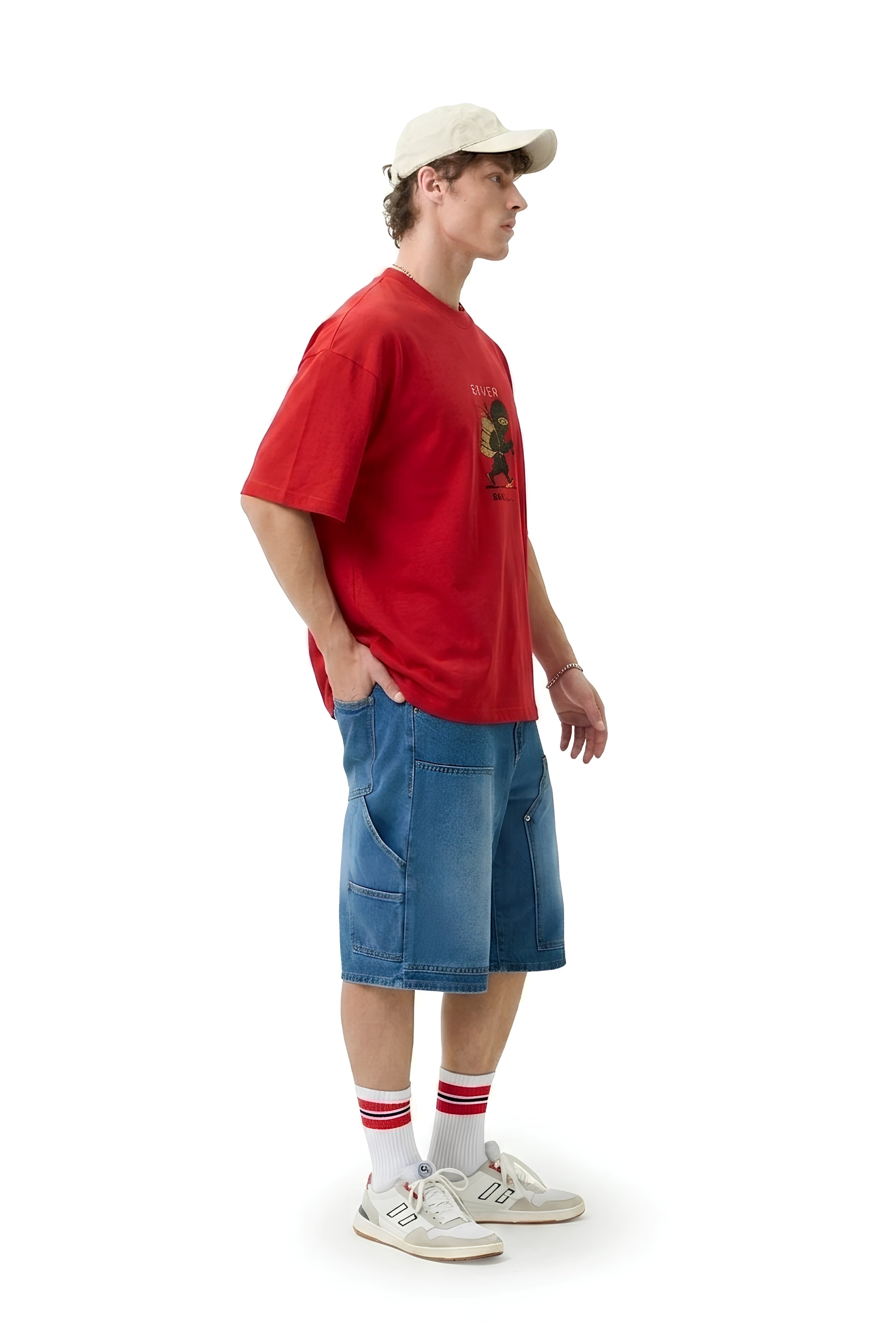 Cherry Red Oversized T-Shirt - EKVER Lil Shinobi Heavyweight