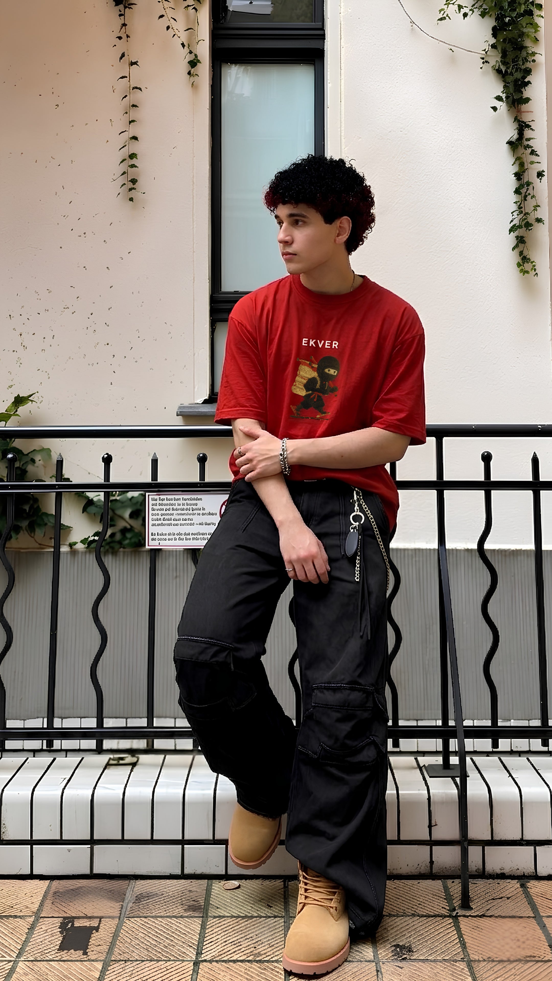 Cherry Red Oversized T-Shirt - EKVER Lil Shinobi Heavyweight