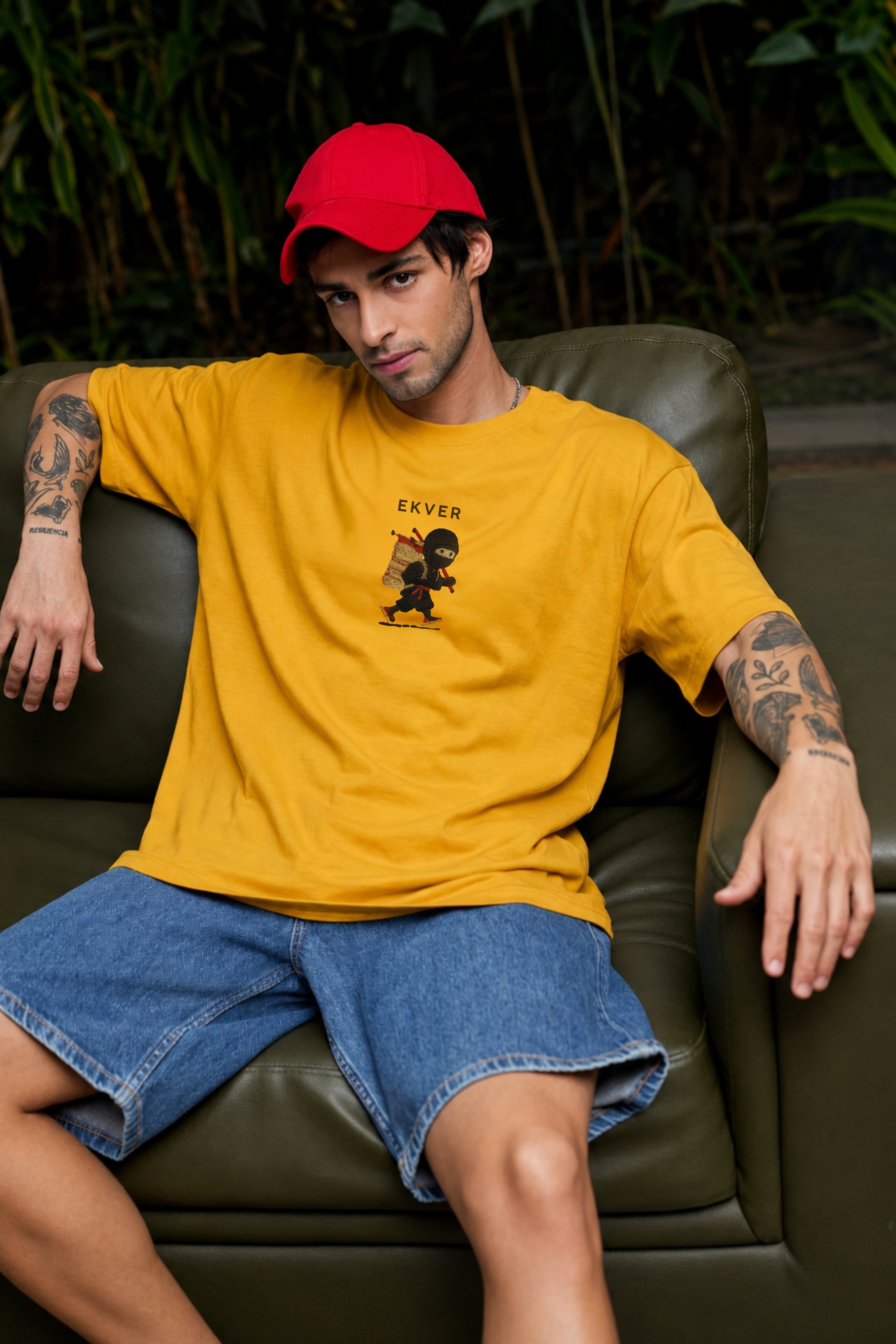 Amber Yellow Oversized T-Shirt - EKVER Lil Shinobi Heavyweight
