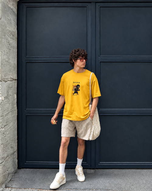Amber Yellow Oversized T-Shirt - EKVER Lil Shinobi Heavyweight