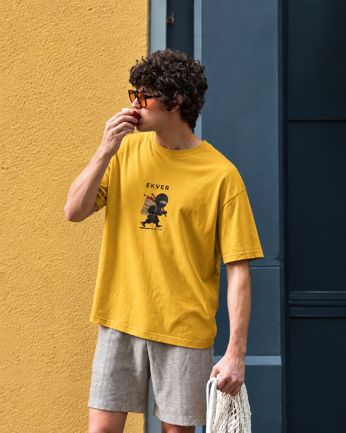 Amber Yellow Oversized T-Shirt - EKVER Lil Shinobi Heavyweight