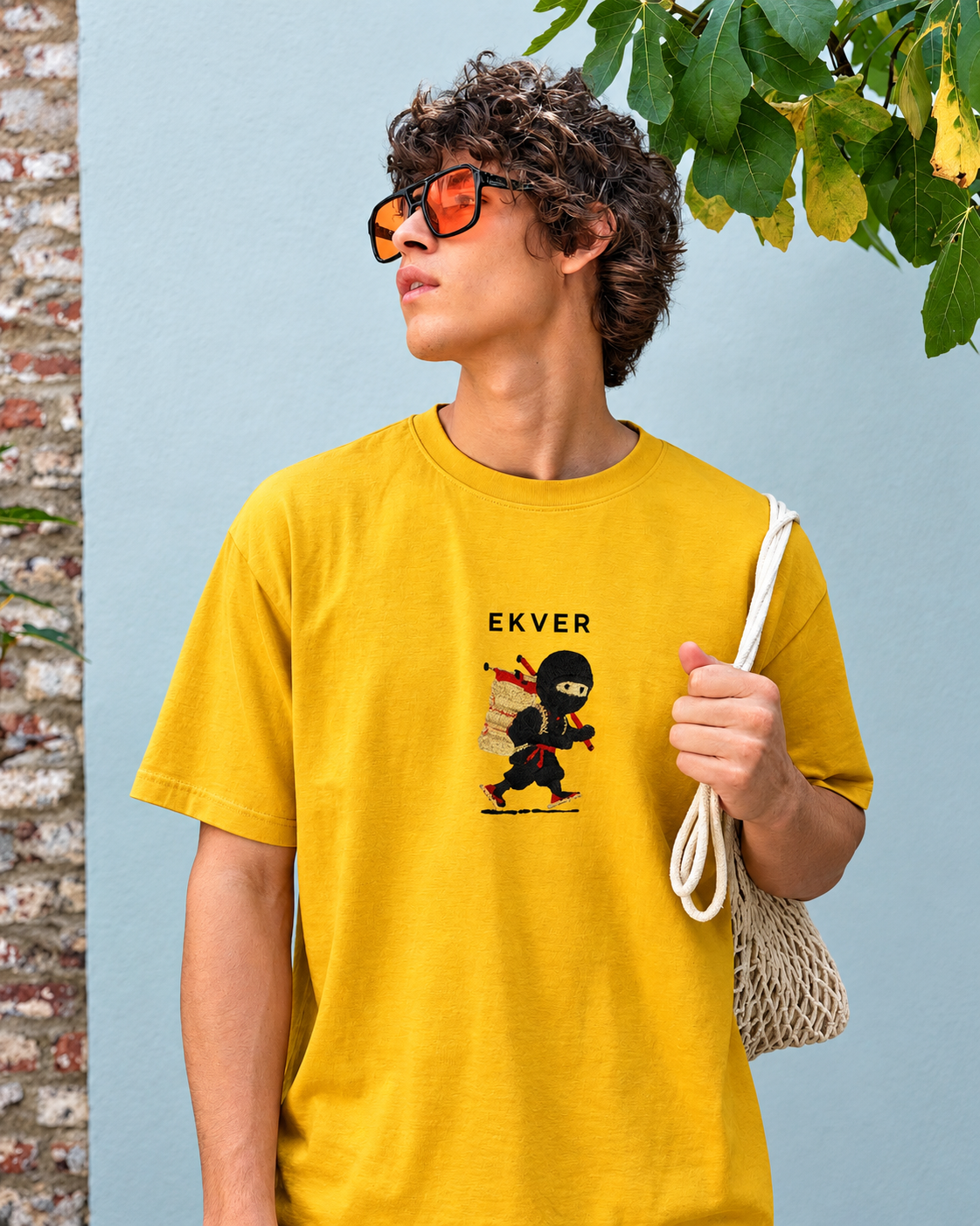 Amber Yellow Oversized T-Shirt - EKVER Lil Shinobi Heavyweight