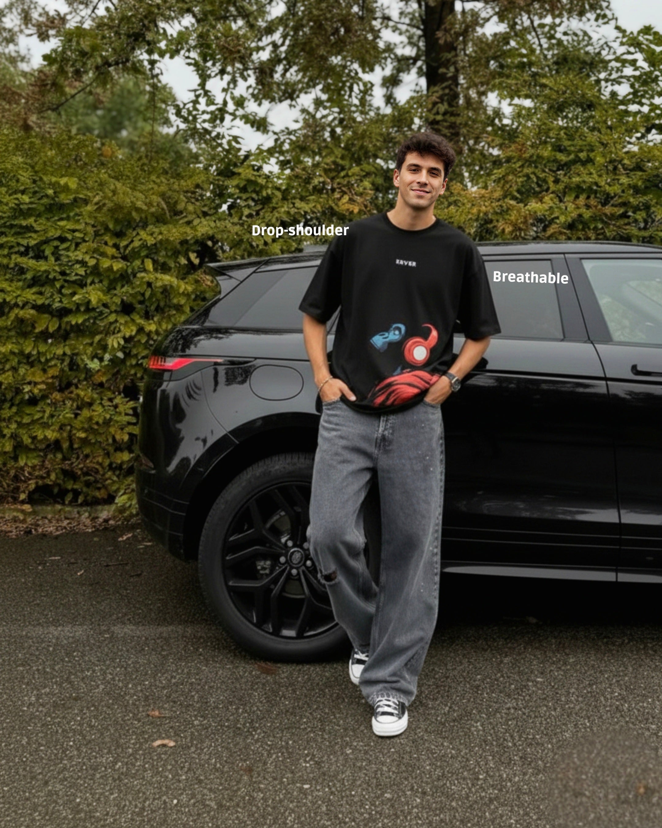 Apex Noise Unisex Oversized T-Shirt -Black