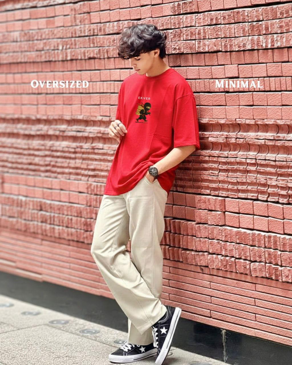 Lil Shinobi Unisex Oversized T-Shirt - Cherry Red