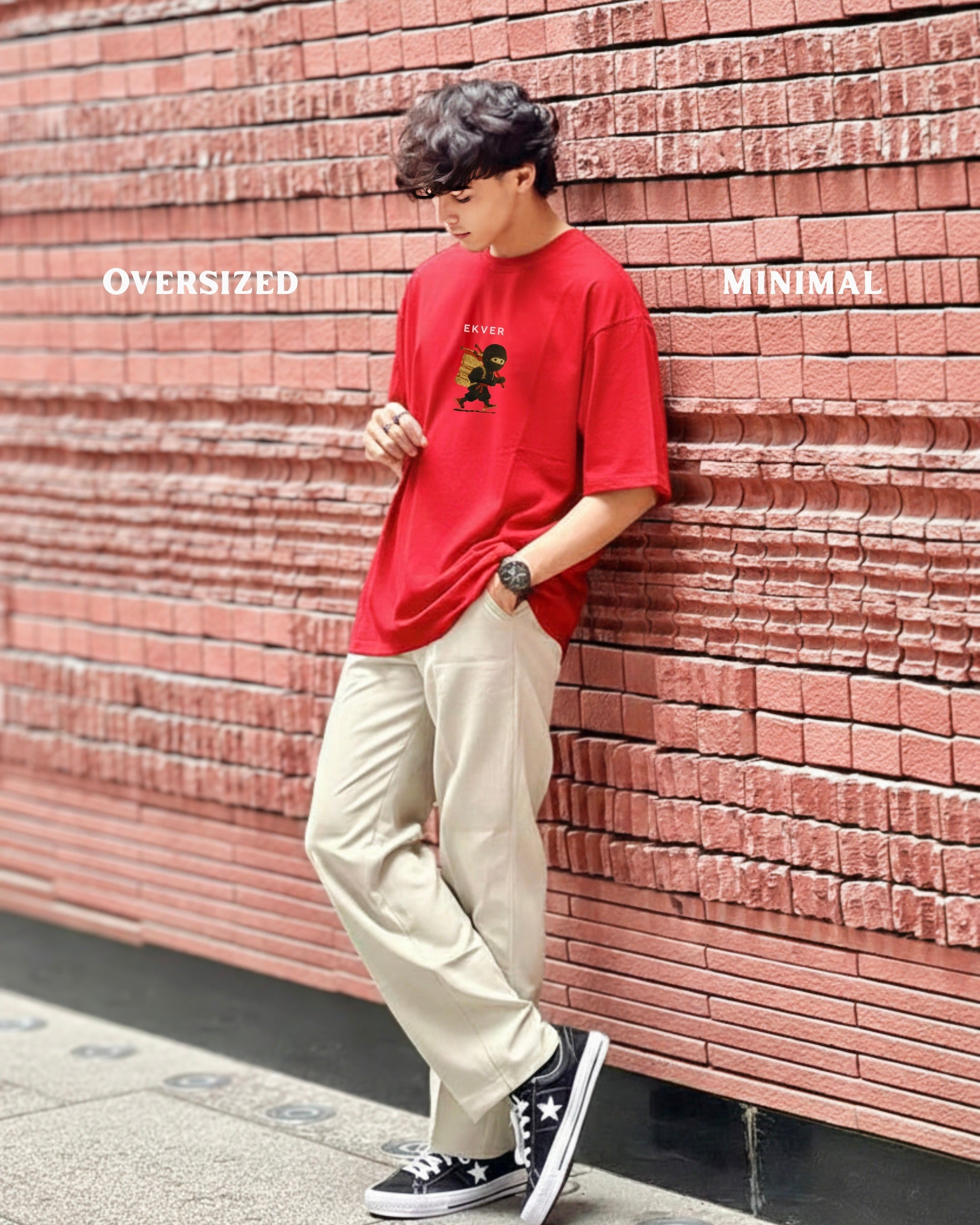 Lil Shinobi Unisex Oversized T-Shirt - Cherry Red