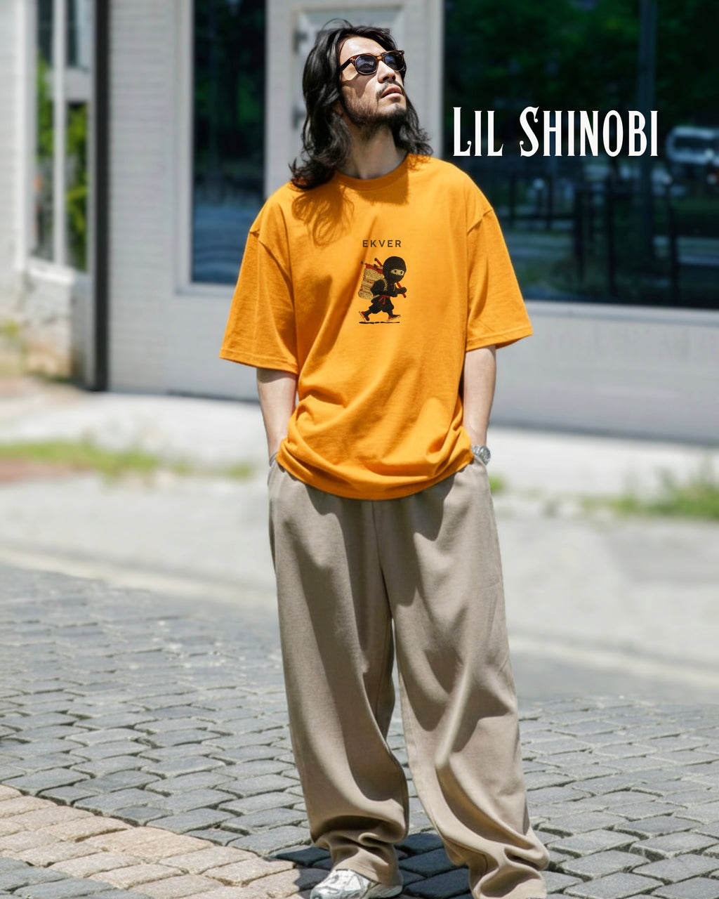 Lil Shinobi Unisex Oversized T-Shirt - Amber Yellow