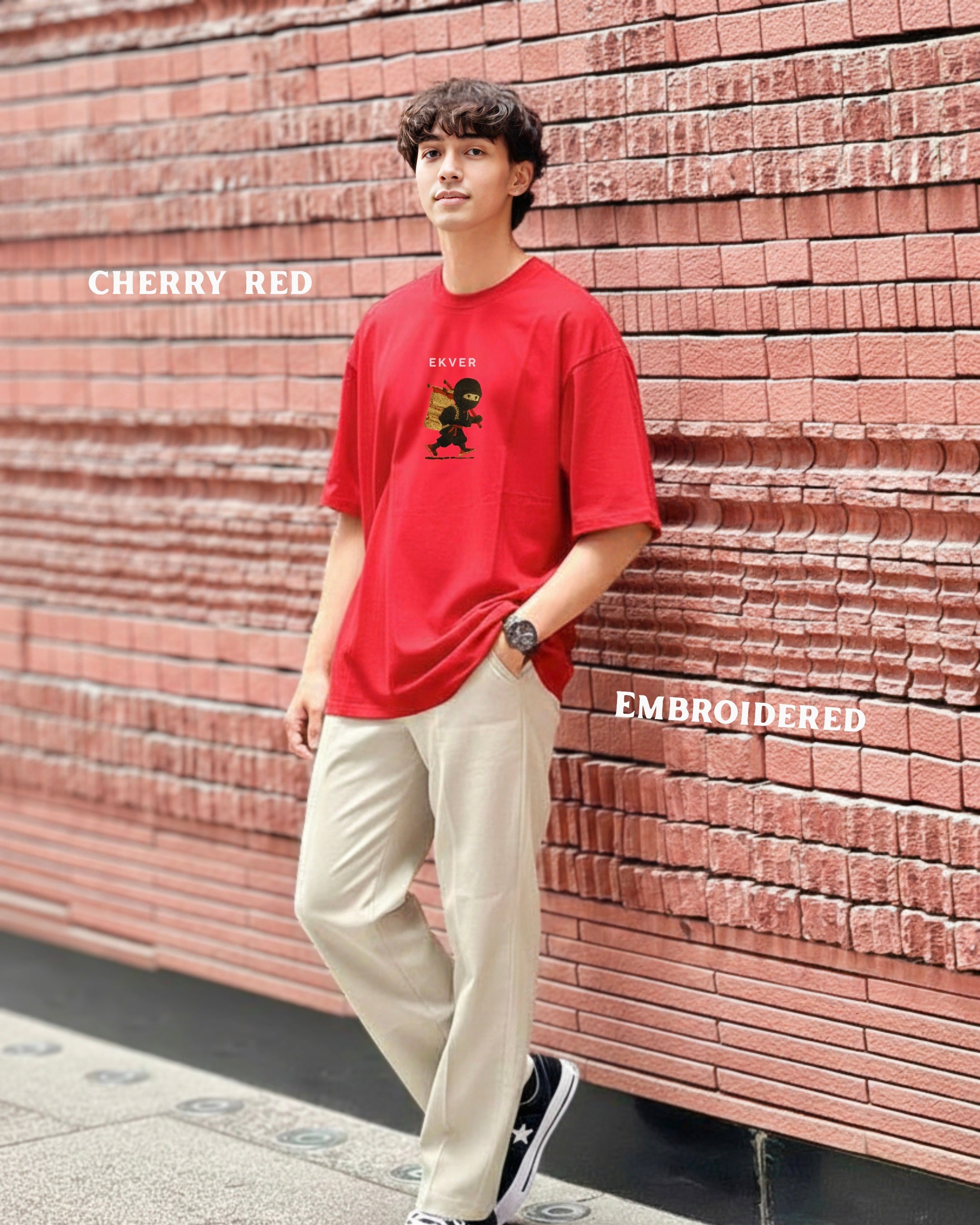 Lil Shinobi Unisex Oversized T-Shirt - Cherry Red