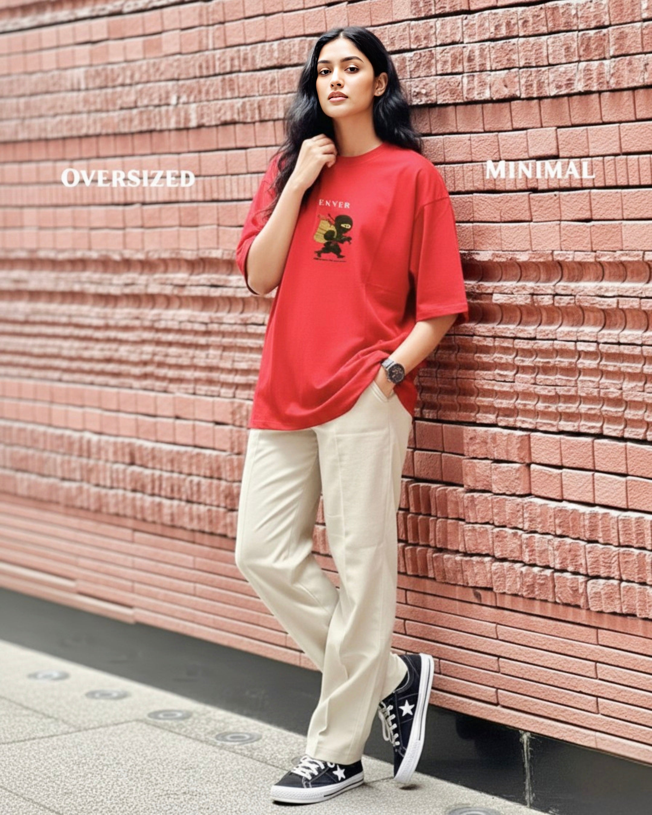 Lil Shinobi Unisex Oversized T-Shirt - Cherry Red