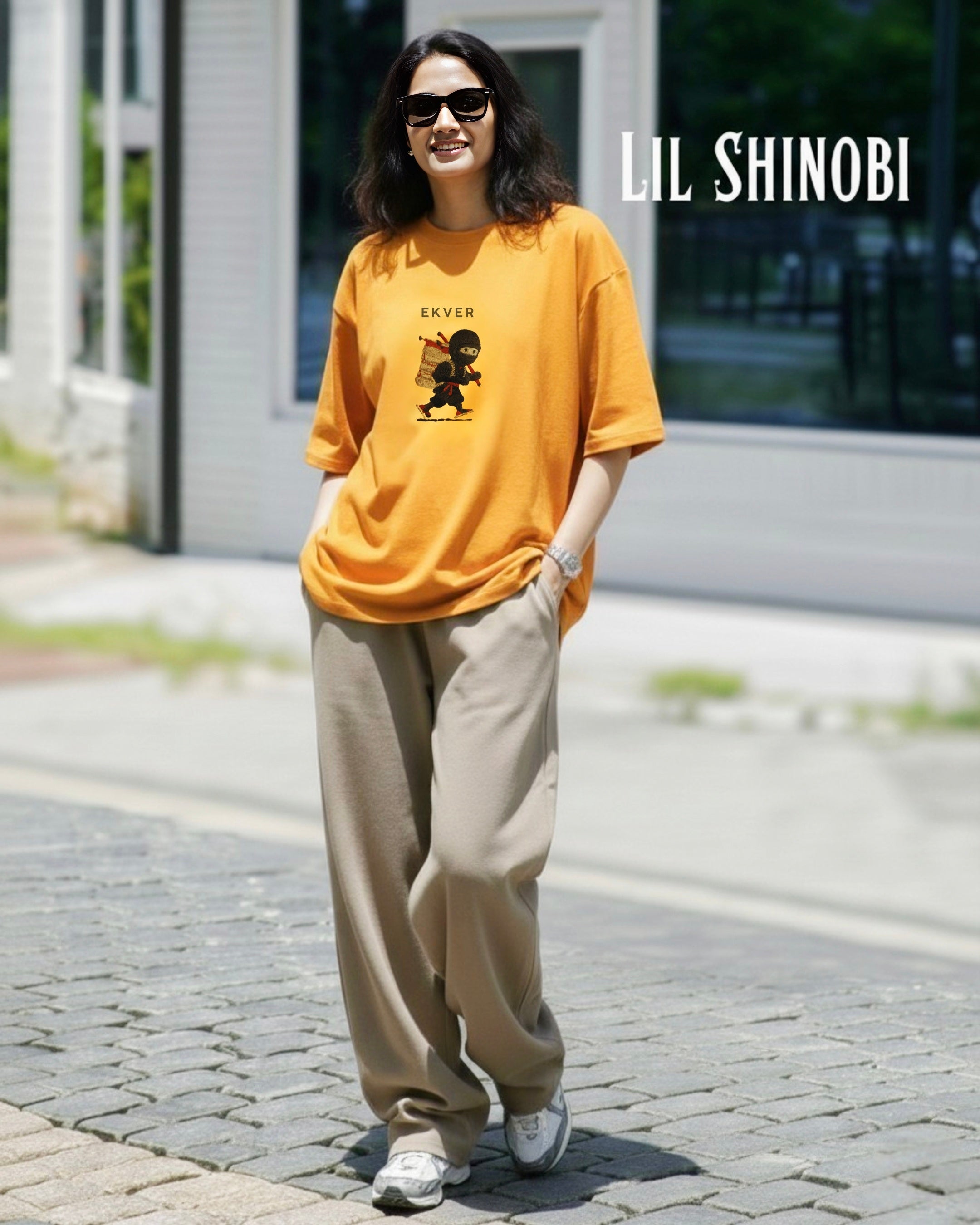 Lil Shinobi Unisex Oversized T-Shirt - Amber Yellow