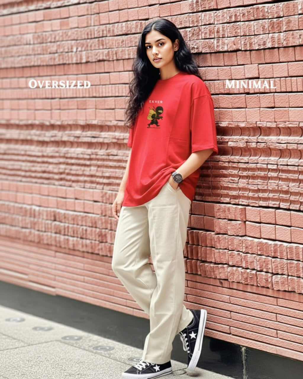 Lil Shinobi Unisex Oversized T-Shirt - Cherry Red