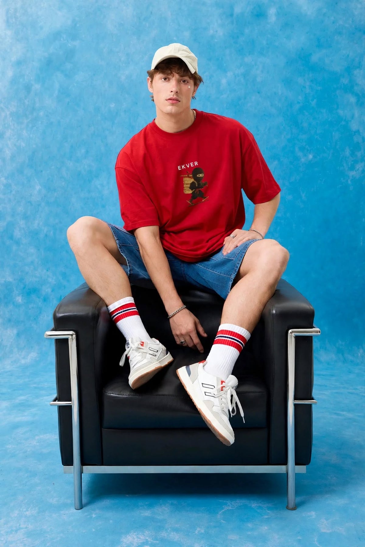 Cherry Red Oversized T-Shirt - EKVER Lil Shinobi Heavyweight