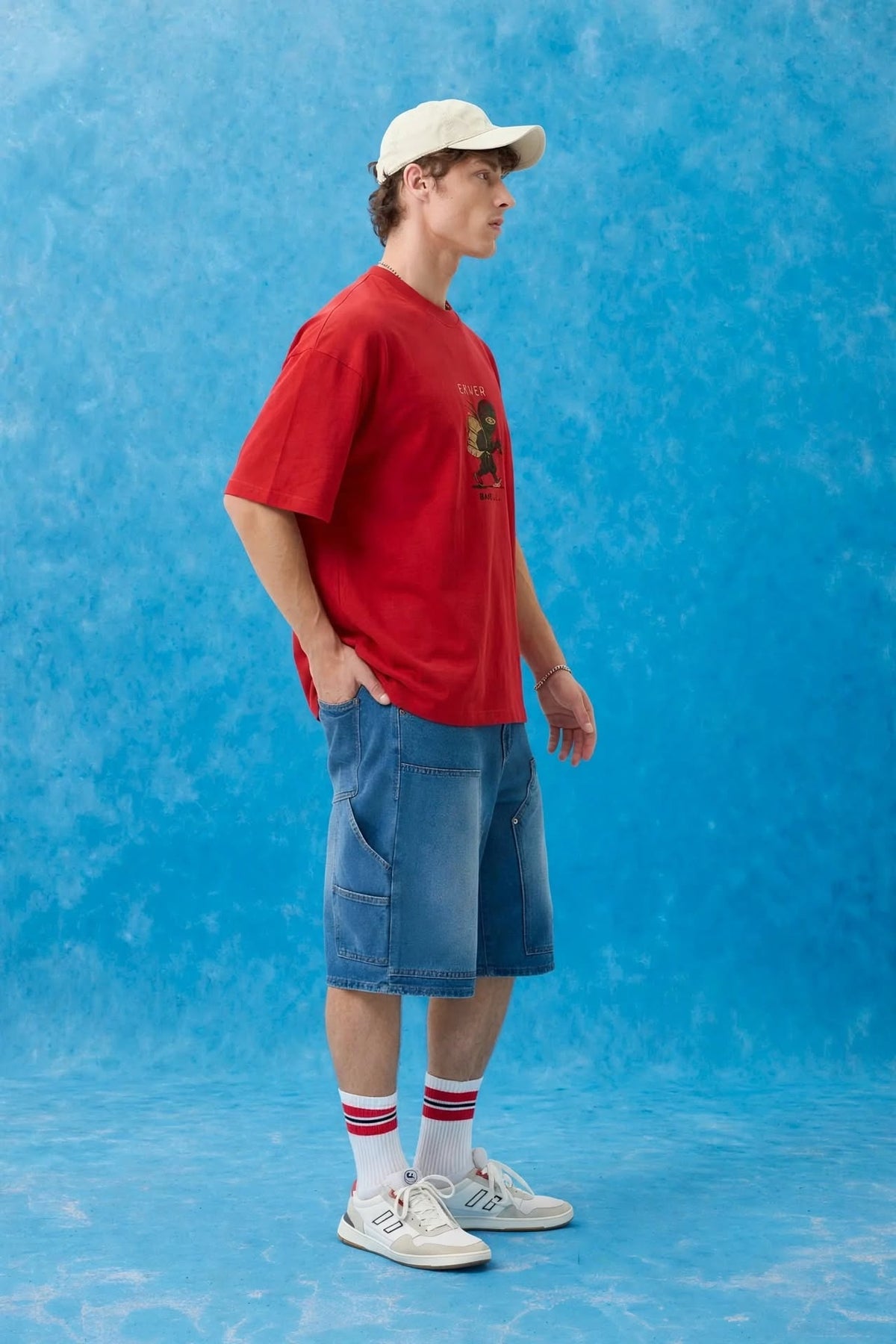 Cherry Red Oversized T-Shirt - EKVER Lil Shinobi Heavyweight