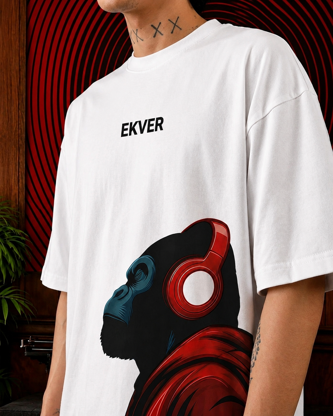 White Oversized T-Shirt - EKVER Apex Noise Heavyweight